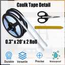 Caulk Tape 0.3" x 40' - White Waterproof Caulking Strip Peel and Stick Tape Roll for Shower Bathtub Bathroom Toilet