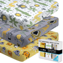 Safari Jersey Cotton Pack n Play Sheets – Set of 3 Mini Crib Sheets