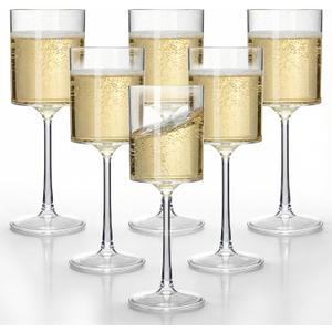 Lullaby 24PCS 9OZ Clear Plastic Wine Glasses - Elegant Plastic Champagne Glasses with Stem, Unbreakable and Crystal Clear Disposable Plastic Goblets for Party Wedding Special Occasions and Daily Use