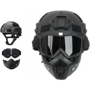 MICH Airsoft Helmet and Detachable Full Face Airsoft Mask Goggles with NVG Mount and Side Rail for Paintball-Hunting and Outdoor Activities One Size