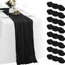 8 Pack Black Cheesecloth Table Runners 20x120 Inch Gauze Table Runner Cheese Cloth 10FT Black Table Runner Rustic Sheer Runner for Wedding Baby Shower Birthday Party Table Decor