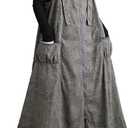 ellazhu Women's Dress Coat Strap Shoulder Zipper Two Side Pockets Flowy Hem Solid Color Loose Oversize GZ279 (Small-X-Large, Grey)