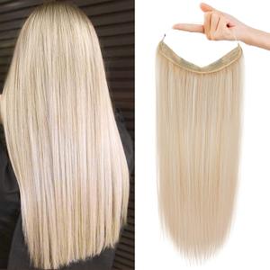 REECHO Invisible Wire Hair Extensions with Transparent Headband Adjustable Size Removable Secure Clips in Straight Secret Hairpiece for Women (14 Inch (Pack of 1), Light Blonde)
