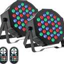 U`King LED Par Lights DJ Stage Light Corded RGB 36 LED with Sound Activated Remote Control DJ Uplighting for Wedding Party Club Christmas Stage Lighting (2 Packs)