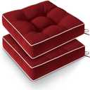 Outdoor Chair Cushions Set of 2, Patio Cushions for Outdoor Furniture, Tufted Waterproof Outdoor Chair Pads, 17 x 17 Inch, Burgundy (17x17x5)