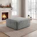 Corduroy Ottoman, Modern Boneless Cloud Foot Rest Foam Support, Oversized Modular Sectional Sofa Stool for Living Room, Bedroom & Small Spaces, No Assembly Required (Light Gray, Ottoman)
