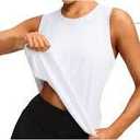 SHENHE Women's Racerback Workout Tank Top Sleeveless Loose Fit Quick Dry Athletic Yoga Shirt White Large