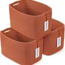 Cotton Rope storage Basket Bins Woven Basket for Organizing Shelves Rectangle Decorative Baskets For storage Clothes Toys Books Towels Square Wicker Nursery basket organizer 3 pack Rust