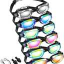 Flutesan 6 Pack Swimming Goggles Adult Kids Anti Fog Pool Goggles with Ear Plugs Nose Clip No Leaking Full Protection