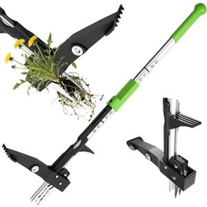 Weed Puller Tool - Dandelion Weed Puller Tool Stand Up Heavy Duty,Made with 40''Long Handle & Quick-Release Weed Ejector Mechanism & 4 Robustness Manganese Steel Claws,Hard to Break