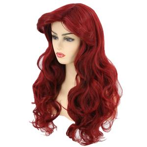 Topcosplay Women's Wig Dark Red Long Wave Halloween Cosplay Costume Wigs Burgundy