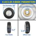 GICOOL 4.10/3.50-4" Flat Free Tire and Wheel, 10" Heavy Duty Solid Tire, 5/8" Axle Bore Hole, 2.2" Offset Hub, for Hand Truck Garden Cart Wagon Trolley Dolly Replacement, 2 Pack