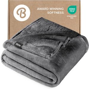 Bare Home Fleece Blanket - King Size - Ultra-Soft Lightweight for Bed, Sofa, and Couch - Luxury Microplush - Cozy Warm Blanket (King, Grey)