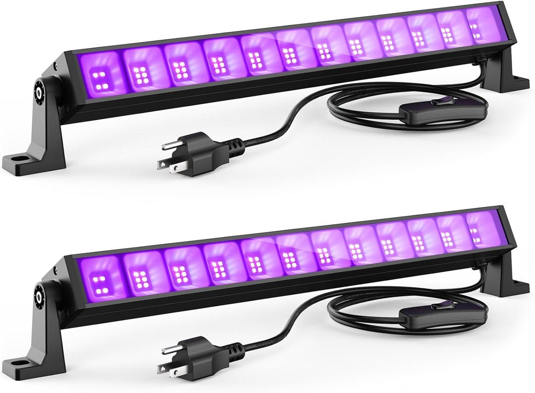 2PCS 40W LED Black Light Bar, Black Lights for Glow Party, Blacklight with Plug &Switch, Each Light Up 484 Sq.ft Area, Glow Light for Halloween, Fluorescent Body Paint, Stage Lighting, Bedroom