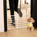 Dog Gate with Short Cat Door for Small Dogs Puppies 23.6-38 Inch Wide Adjustable Portable Pet Barrier with Pet Door Indoor Metal Baby Gates for Doorways Stairs