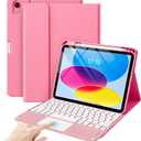 ProCase Touchpad Keyboard Case for iPad 11th (A16) 2025 / 10th Generation 2022, Multi-TrackPad Detachable Wireless Keyboard Folio Cover with Pencil Holder for iPad 11th/10th Gen -Pink