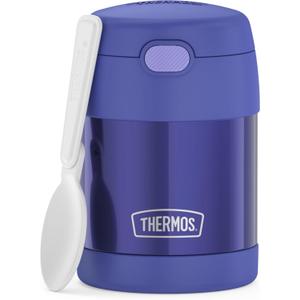 THERMOS FUNTAINER Insulated Food Jar, 10 Ounce, Kid Friendly Food Jar with Foldable Spoon, Purple