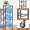 5 Gallon Water Jug Holder - 3-Tier Water Jug Rack with Wheel Reinforced X-Shape Design, 5 Gallon Water Jug Stand with Storage Shelves for Kitchen, Living Room, Office