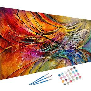 YALKIN Paint by Number for Adult Kits, DIY Abstract Oil Acrylic Painting Kits for Adults Beginners on Canvas for Home Wall Decor Gifts 40x90CM/15.8x35.4in (No Frame) (Red)