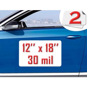 Car Magnet Sheets 12" x 18" 2 Pack - White Blank Automotive Magnets for Company Advertising, Print or Sticker - Strong Non Adhesive Vinyl Magnetic Sheet for Cars, Truck Decals, Van Advertisement Signs