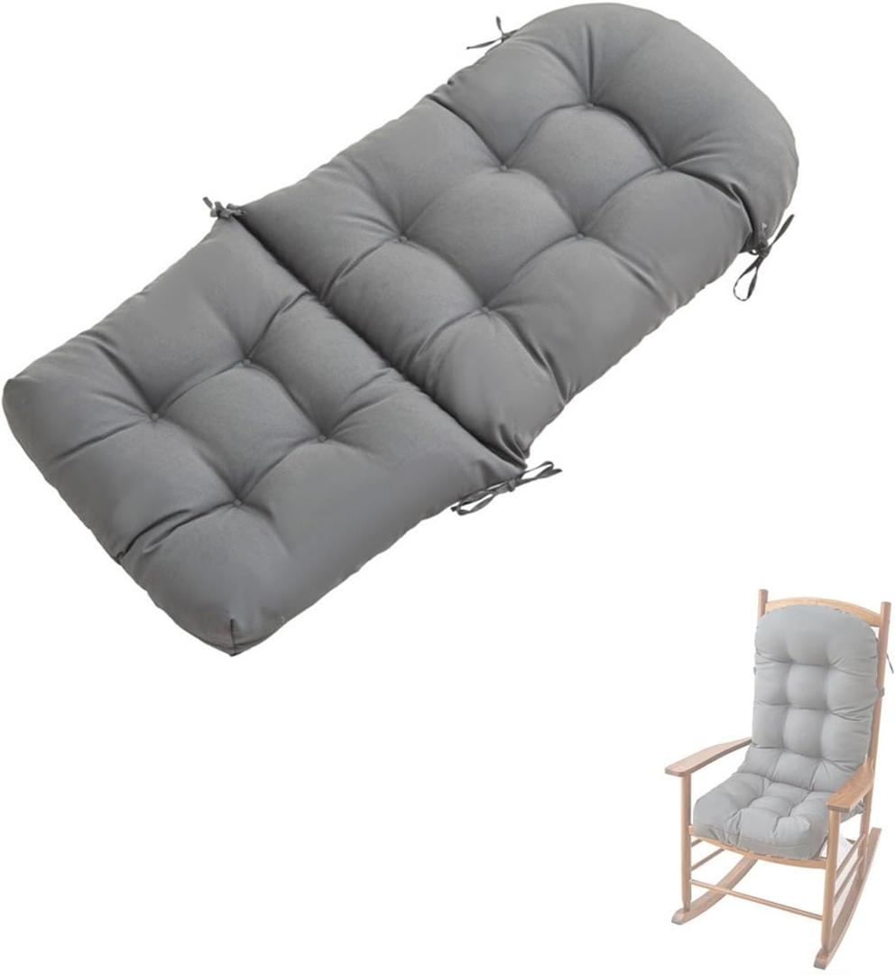 Rocking Chair Cushions Indoor,Waterproof Patio Chair Cushions,High Back Wicker Chair Cushion with Ties,for Indoor Patio Porch Garden(Dark Grey) (19.7x43.3 in)