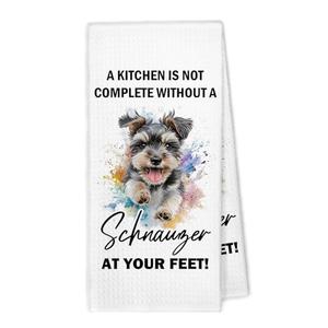 XBBMGG Funny Schnauzer Dog Kitchen Towels, Schnauzer Gifts for Women Men Dish Hand Tea Towels, Funny Dog Mom Lovers Owner Gifts Decorative Towel for Kitchen Bathroom, 16x24 Inch