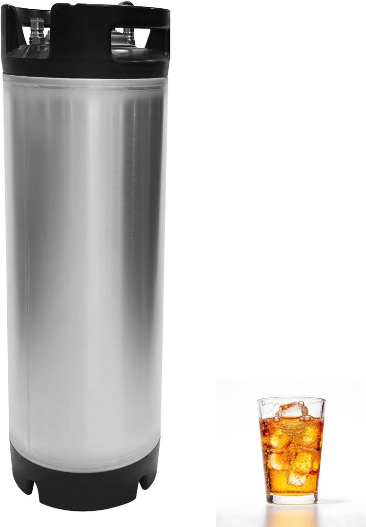 5 Gallon Ball Lock Keg, Stainless Steel Corny Keg with Dual Rubber Handle, Equipment for Craft Beer Dispenser for Home Brew(20L)
