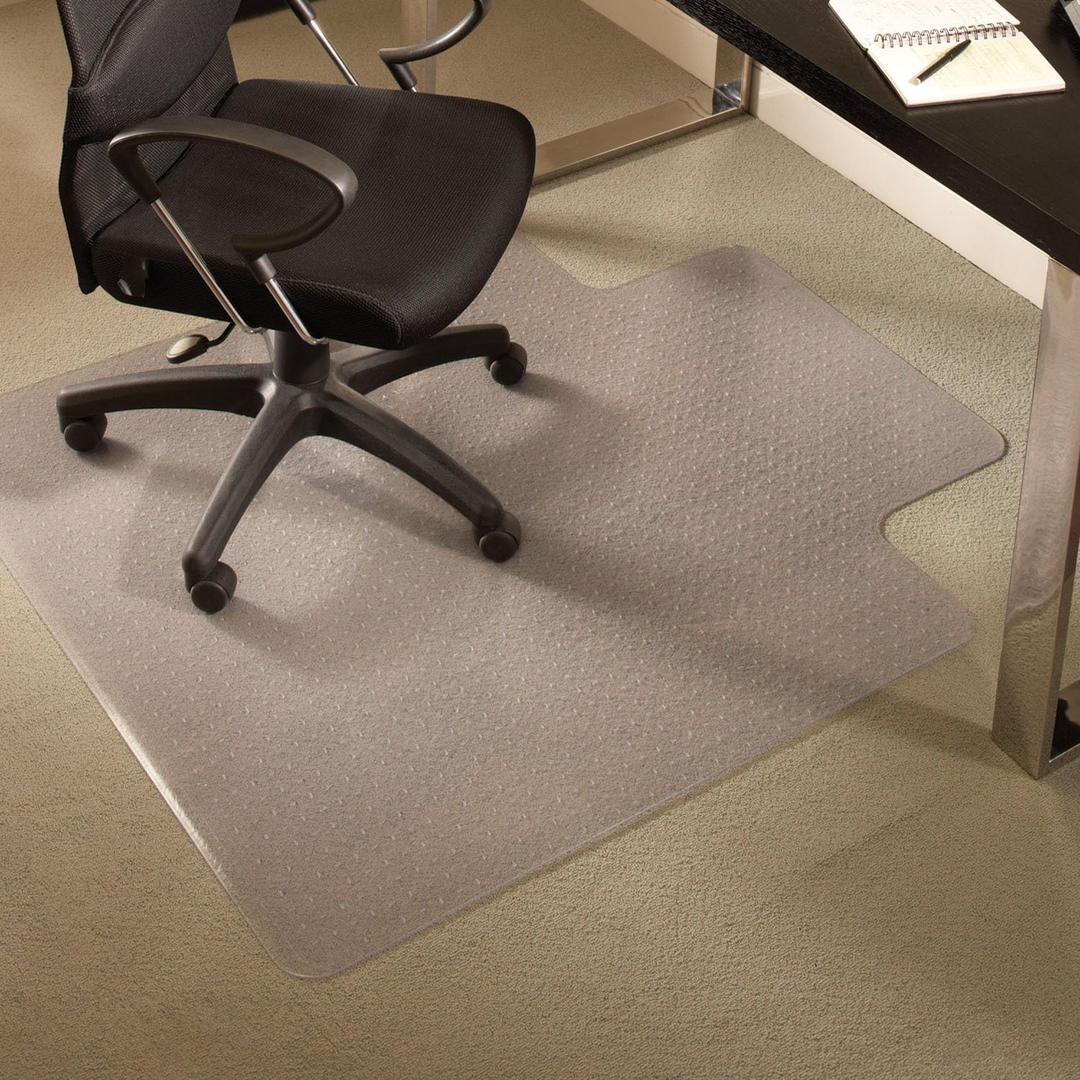 Chair Mats for Medium Pile Carpet, 36" x 48" Rectangle with Lip, Clear Vinyl Crystal Edge
