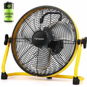 12'' Portable Battery Operated Fan, 20000 mAh Cordless Rechargeable Floor Camping Fan for Outdoor, DC 24V, 40dB Low Noise,6-32 Longer Running Time, High-Velocity 5.8 m/s