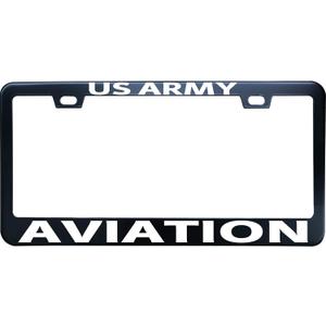 US Army Aviation Car Tags Frame, 12 x6 Inch Black Stainless Steel Vanity Plate Frame for Front of Car, 2 Holes & Screws
