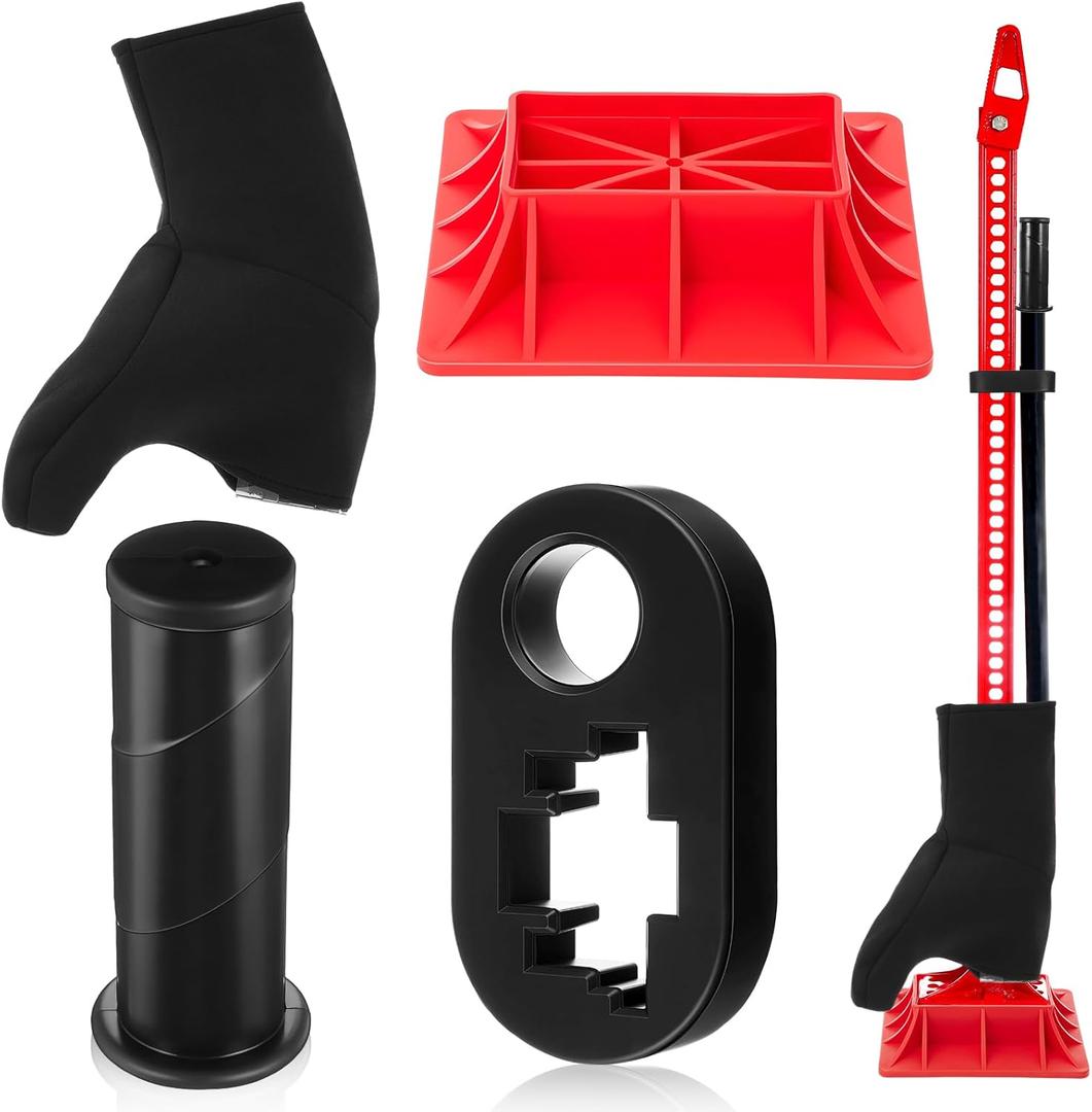 4 pcs Jack Handle Grip Rubber Jack Handle Keeper Handle Bar Protector Neoprene Jack Cover and Base Stand, Compatible with Hi Lift Jack Accessories