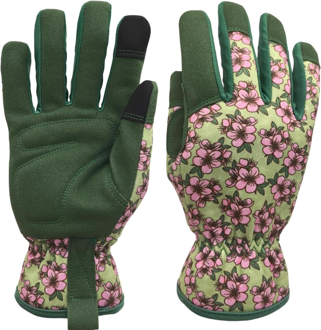 Thorn Proof&Puncture Resistant Gardening Gloves with Grip,Garden Glove for Women, Leather Yard Work Gifts (Green, L)