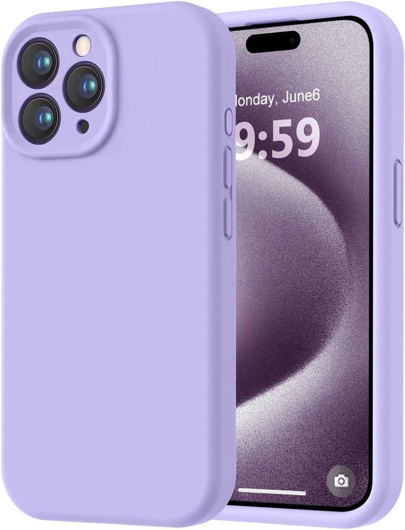 LOVE 3000 Designed for iPhone 15 Pro Case, Premium Silicone with [Soft Anti-Scratch Microfiber Lining] Shockproof Protective Phone Case for Men Women Girls 6.1", Light Purple