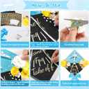 37 Pcs Plane Themed DIY Graduation Cap Decorations Faux Assorted Flowers Plane Lights Blue Bow Track Stickers Glitter Alphabet Letter Number Decals for DIY Hat Grad Cap Topper Graduation Party Supply