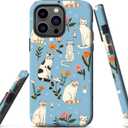 Case Compatible with iPhone 16,Cat Flowers Floral Phone case Design for Girl Women Boy Men,Dual-Layer Soft Silicone Scratch-Resistant Shockproof Phone Cover