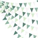 32Ft Sage Green Party Decorations Avocado Green Triangle Flag Fabric Banner Pennant Bunting Garland Streamers for Birthday Wedding Baby Shower Jungle Safari Summer Golf Christmas Outdoor Party Decor