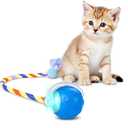 Interactive Cat Ball Toy, Automatic Self-Rolling, Motion-Activated, 3 Replaceable Teaser Wand Tails, Food-Grade TPU-Reinforced, Built-In Bluetooth Speaker with Preloaded Bird Sounds/Optional Music