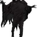 Morph Ghoul Costume Adult, Grim Reaper Costume, Soul Taker Ghost, Scary Mens Dementor Halloween Monster Ghost Wendigo Outfit (X-Large)