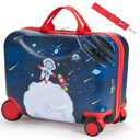 VEVOR Ride-on Luggage 26 L 18 Inches Toddler Carry on Luggage with Wheels
For Boys & Girls Aged 3+, 110 lbs Weight, Tow Along Lightweight Kids Riding Suitcase, Adjustable Shoulder Strap, Blue & White