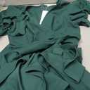 Long Black Formal Dresses for Women Gowns Evening Party Cocktail Dress,Split Elegant V Neck Wrap Ruffle Wedding Guest Dresses (Green, L)