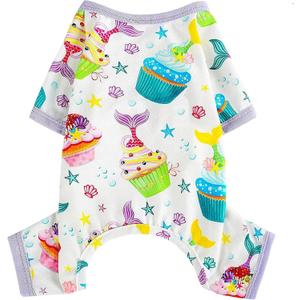 Dog Pajamas Pet Clothes for Small Dogs Girl Boy Soft Stretchy Spring Summer Puppy Cat Pjs Jammies Outfit Male Female (Cake)