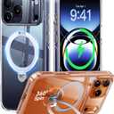 CASEKOO Clear for iPhone 17 Pro Max Case with 360 Spin Magnetic Stand[Fit for MagSafe][17FT Military Protection][Long-Lasting Clarity] Slim Polished Frame Titanium Alloy Sturdy Stand 6.9", Clear