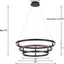 modern24 inch led Ring Chandelier Black Chandelier Dining Room Light Fixture with Remote Control Suitable for Kitchen, Dining Room, Bedroom, Living Room, 3000K-6500K