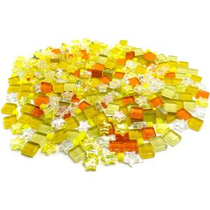 Crystal Mosaic Tiles for Crafts, 350 Pieces Yellow Glass Mosaic Tiles Opaque for DIY Art Projects, Jewelry Making, Home Decoration