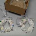 2PCS Seashell Christmas Ornaments - Handmade Natural Shell Crafts, Small Christmas Tree Wreath Hanging Ornaments, for Coastal & Beach & Nautical Xmas Tree Decor