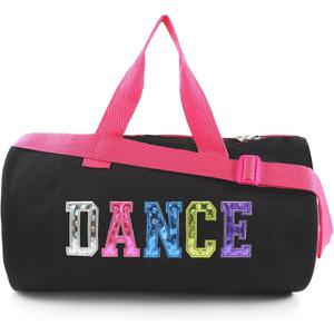 Dance Duffle Bag for Girls Sport Gym Bags Weekend Bag,Overnight Bag Dance Workout Duffel Bag with Adjustable Carry On and Handy Pouch for Dancers, Girls, Teens, Student Athletes (Style-1)