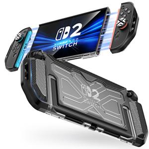 WHWEIYA for Nintendo Switch 2 Case 2025 Slim Armor Protection Dock-Compatible Protective TPU Cover Shock Absorption and Anti-Scratch for Nintendo Switch 2,Transparent and Black