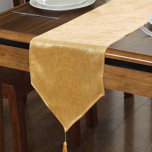 Faux Linen Table Runner with Tassels Waterproof Sparkling Runners for Party Home Table Docorations Birthday Wedding Bridal Baby Shower Easter Decorations(Gold, 14 x 71 inch) (Gold-brilliant Faux Linen-tassels)