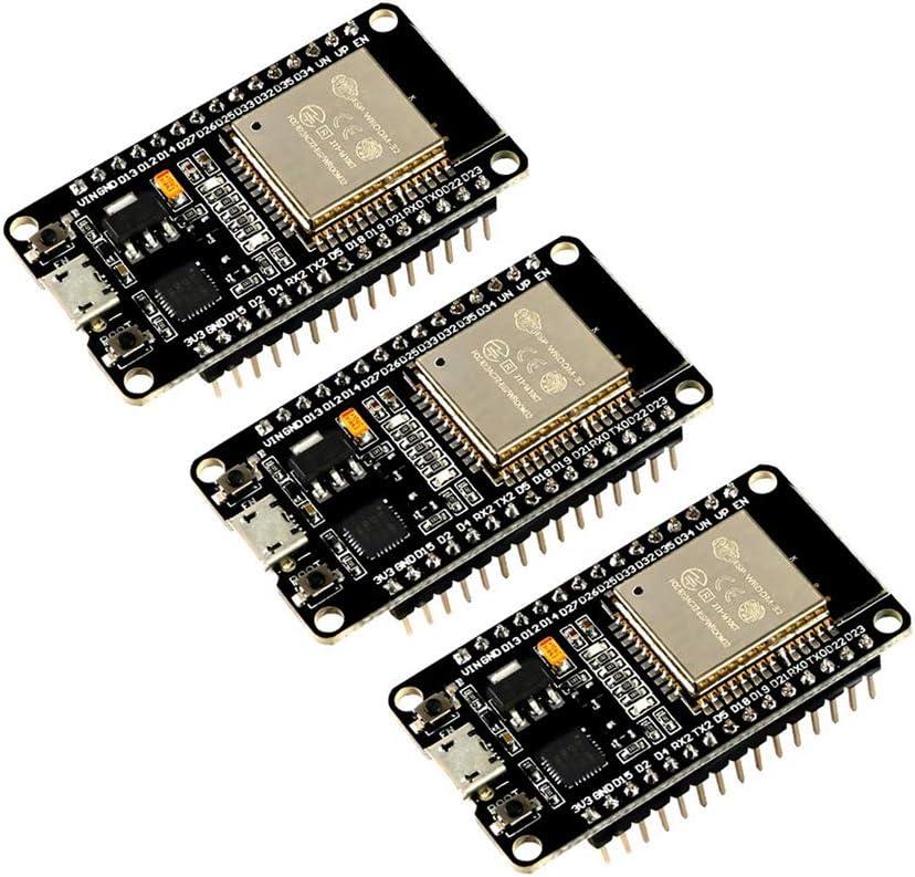 ESPWROOM32 ESP32 ESP32S Development Board 2.4GHz DualMode WiFi + Bluetooth Dual Cores Microcontroller Processor Integrated with Antenna RF AMP Filter AP STA Compatible with Arduino IDE (3PCS)