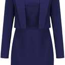 EXLURA Women's Professional Business Lightweight Blazer Dress Suit Sets 2 Piece Work Office Fashion Outfits (Navy Blue), S